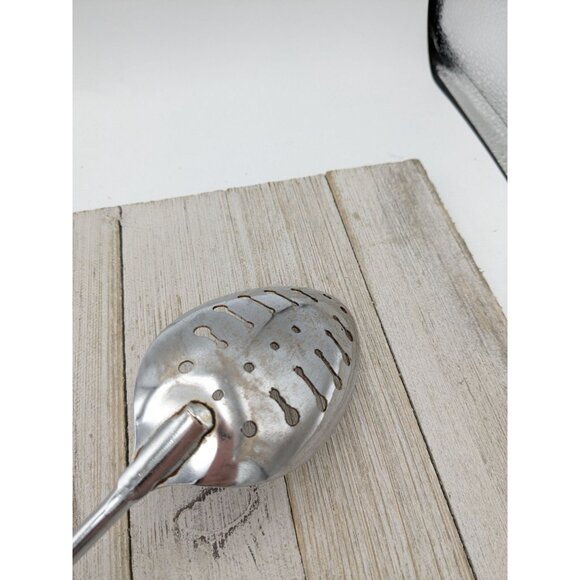 Vintage Ekco #2 Slotted Serving Spoon  Black Handle 12" - Picture 5 of 7